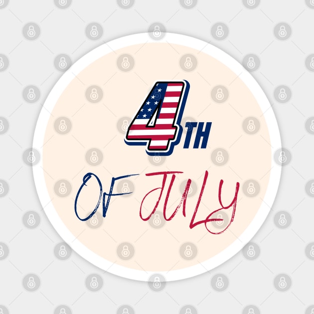 4th Of July American Flag Typography Magnet by Creatifly Graphic Tees